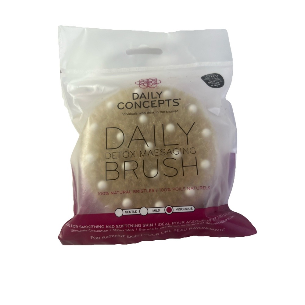 Daily Concepts‎ Detox Massaging Dry Brush Beechwood + Natural Bristles NIP RV$18